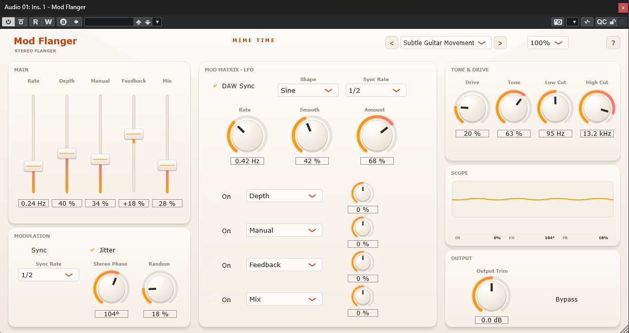 Mod Flanger plugin interface